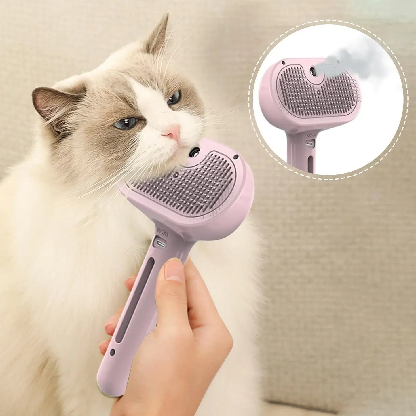 Velmora™ SteamGlow Pet Brush – 3-in-1 Grooming & Deshedding Brush Dogs