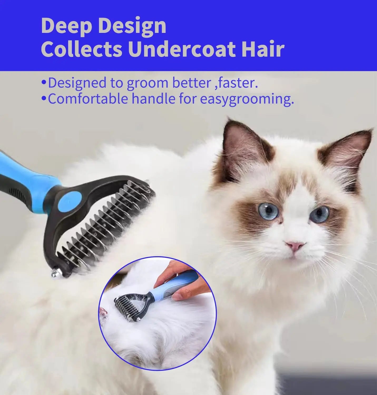 Velmora™ FurEase Pro – Professional Pet Deshedding & Knot Removal Brush
